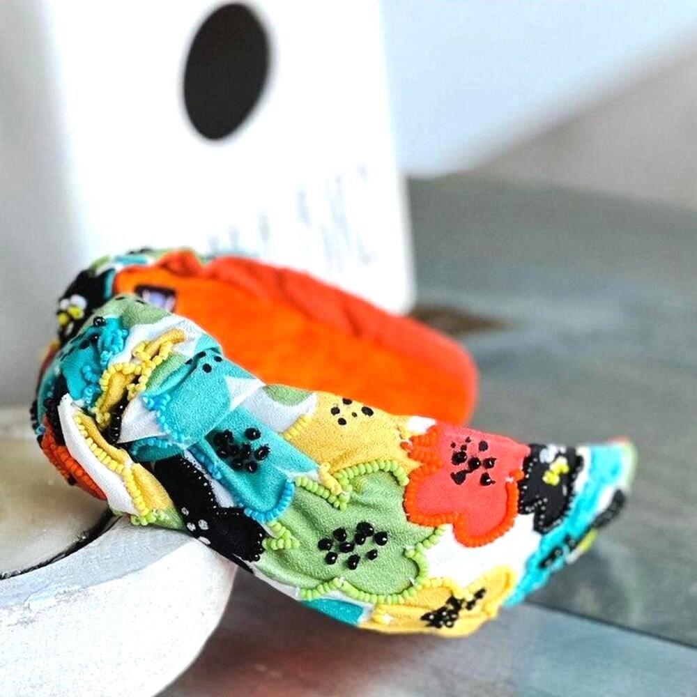 Poppies & Hair Colorful Beaded Headband NWT Floral Statement Accessory One Size